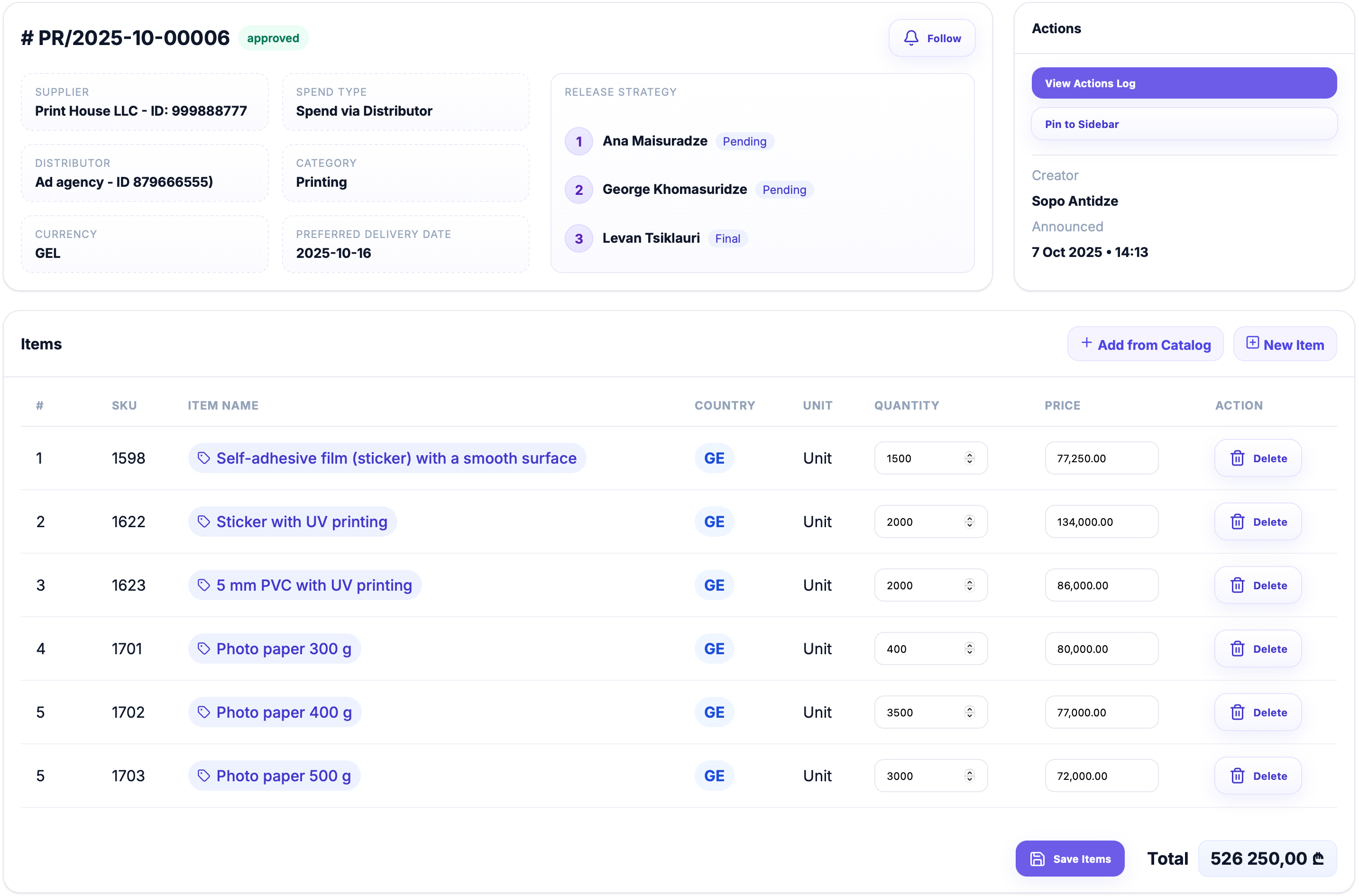 WeSource dashboard mock